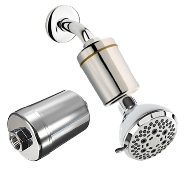 shower filter installed in a common shower